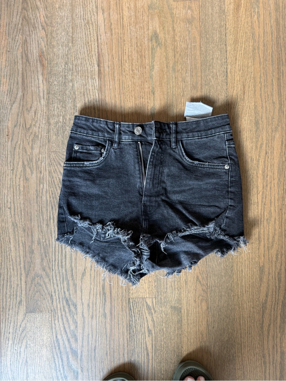 Zara Distressed High-Waist Denim Shorts